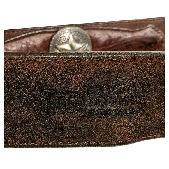 1993 Justin Leather Belt Western Star Metal Buckle Conchos Cowboy Brown W 38 main image 10